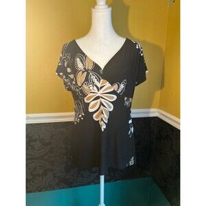 Lloyd Williams Medium Blouse Short Sleeved Floral Print Top